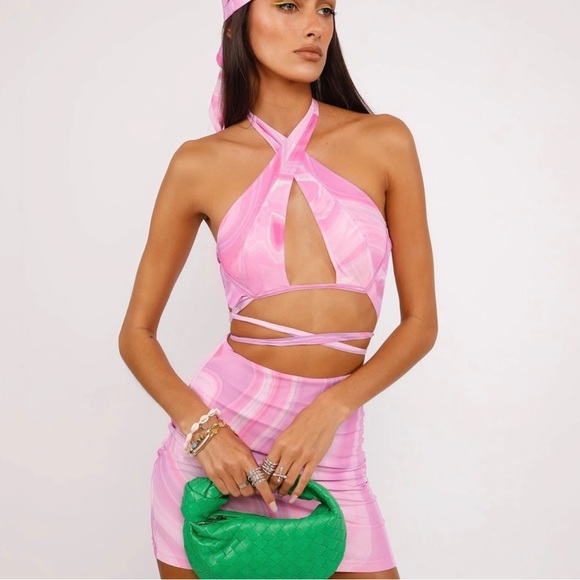 Tiger Mist Pink Swirl Crop Top - Picture 2 of 6